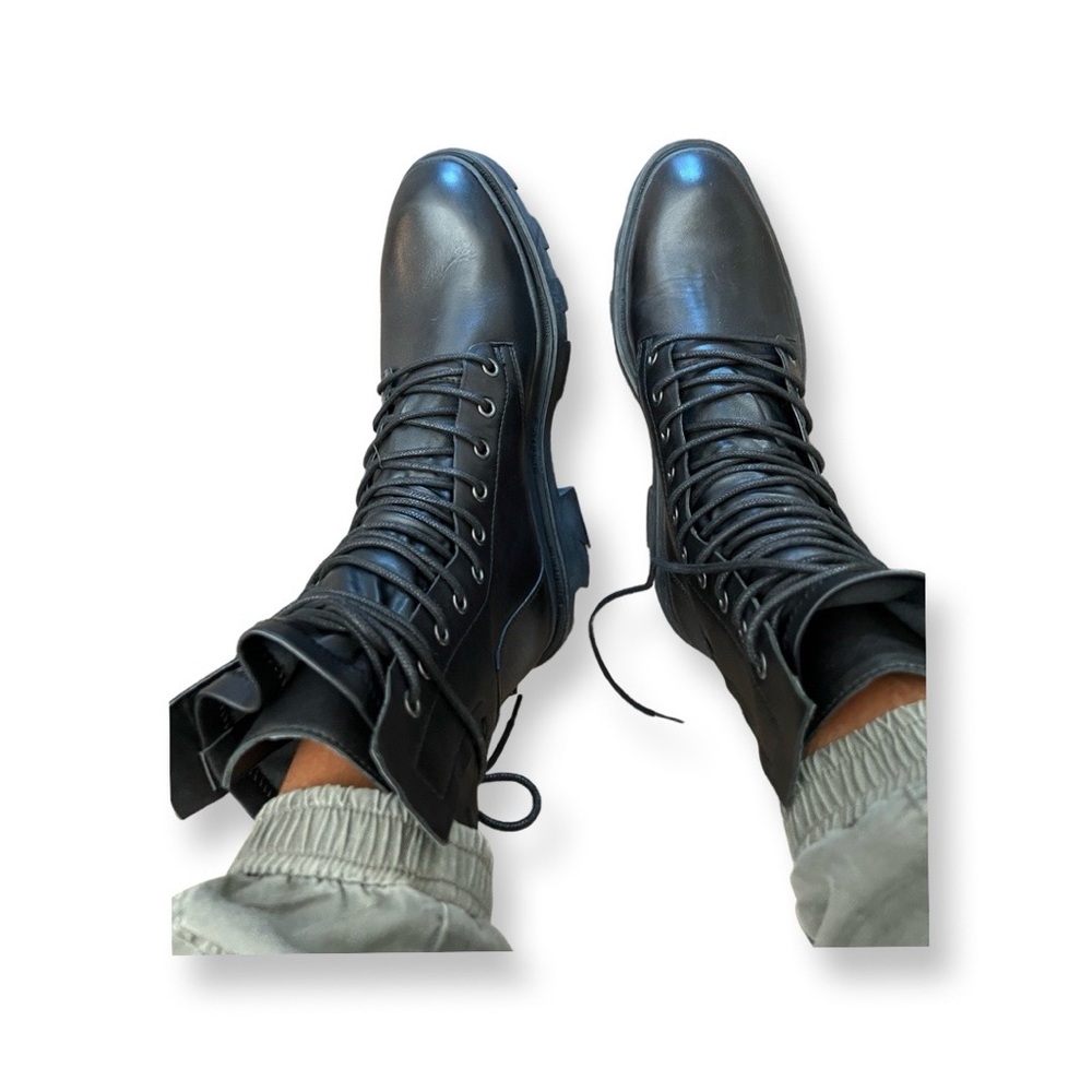 Ash Lace Frt Combat Boots-Blk-9.5